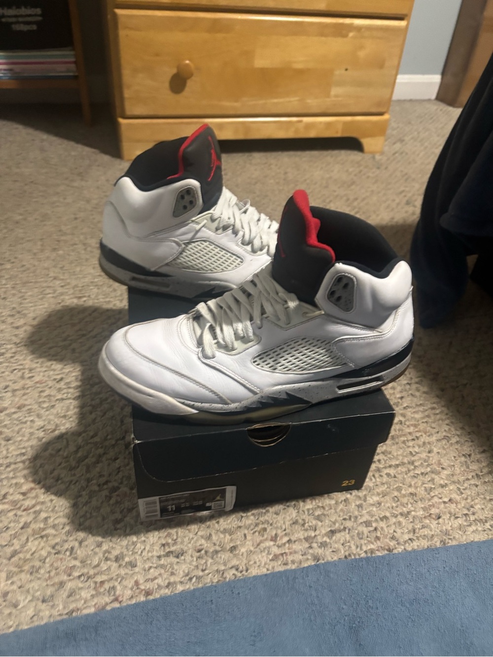 Jordan Men’s White/Black/Red High-Top Sneakers